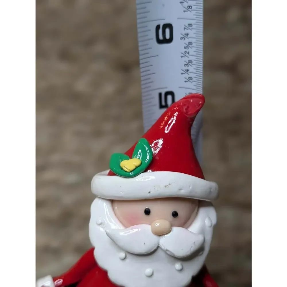 Vintage Christmas Shoppe Santa Stocking Holder Clay Dough Style Cast Iron Base